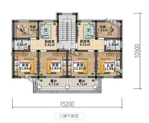 双拼共用楼梯设计图（共楼梯间的双拼别墅图纸）-第3张图片-室内构图家装