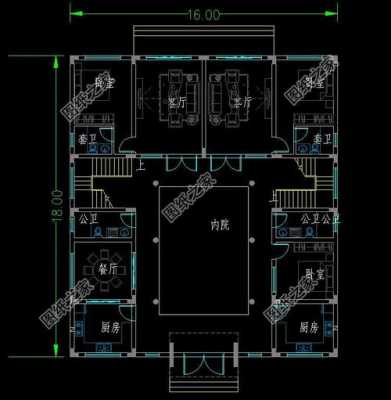 共堂屋双拼四合院设计图-第2张图片-室内构图家装