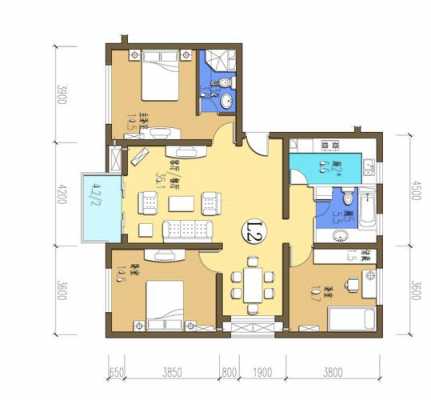 平房屋设计图_平房屋设计图二室一庭一卫-第3张图片-室内构图家装