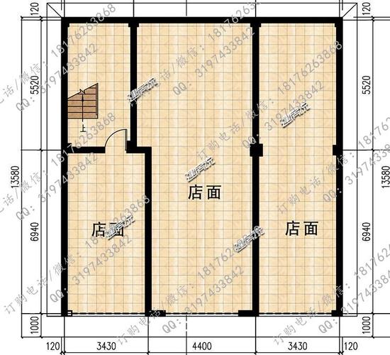 三间商铺两层房设计图,三间店面三层楼图片 -第1张图片-室内构图家装