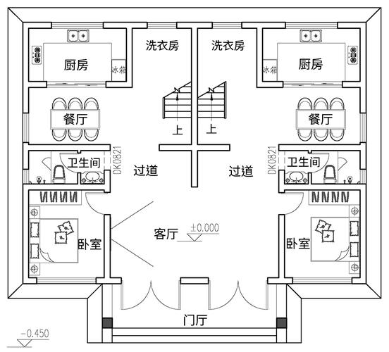 兄弟2层双拼户型图大全-兄弟二拼房两层设计图-第2张图片-室内构图家装