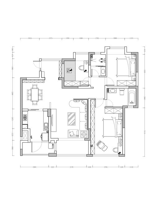 125平米三室一厅设计图,125平米三室两厅两卫设计图 -第1张图片-室内构图家装