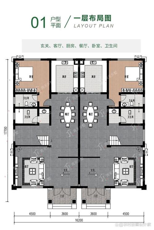 农村自建房兄弟双拼设计图_农村自建房兄弟双拼房-第3张图片-室内构图家装