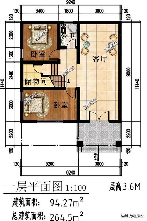  农房设计图深6米宽12米「农房设计图100平方左右一层」-第3张图片-室内构图家装