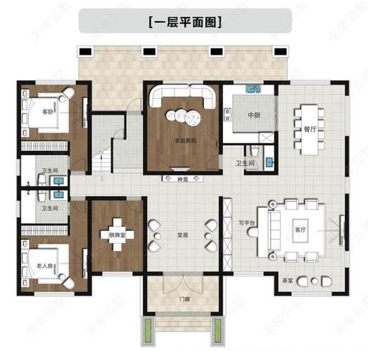  新中式别墅设计图平面图和效果图「新中式别墅室内设计图纸及效果图大全」-第3张图片-室内构图家装