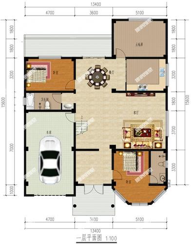 有车库的房子设计图-有车库的平面设计图-第2张图片-室内构图家装