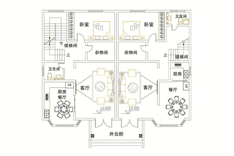 双拼别墅户型平面图-双拼别墅的花园设计图-第1张图片-室内构图家装