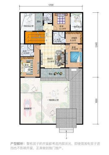 农村自建房天井设计-自建天井房平面设计图-第1张图片-室内构图家装