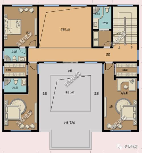 农村自建房天井设计-自建天井房平面设计图-第2张图片-室内构图家装