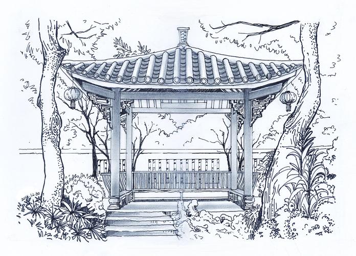 园林设计简笔画-园林简单设计图-第2张图片-室内构图家装