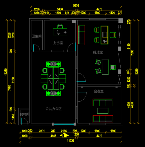 90平方办公室设计图_90平办公室平面图-第1张图片-室内构图家装