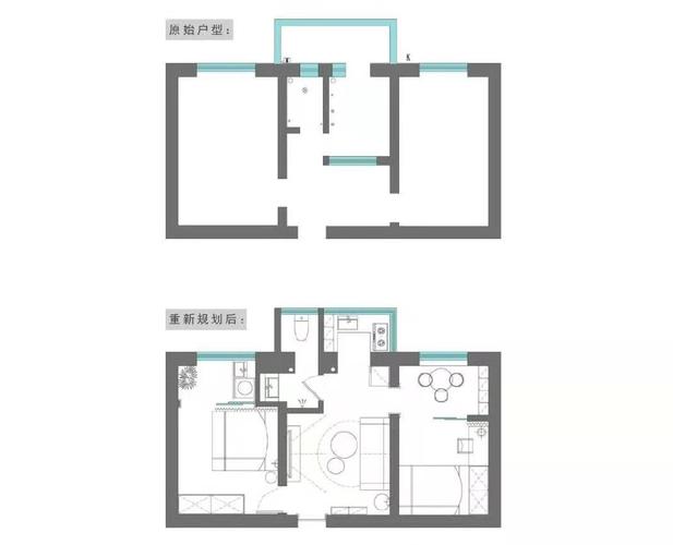 45平方小两房子设计图-第3张图片-室内构图家装