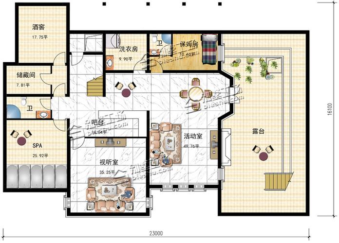 地下室客厅设计图_地下室客厅设计图纸-第2张图片-室内构图家装