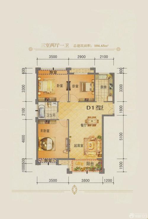 100平米户型图平面图-第3张图片-室内构图家装