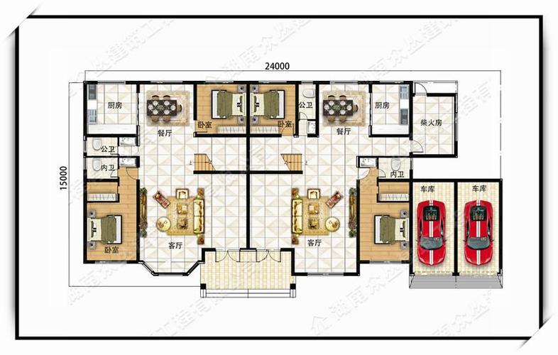 双拼自建房带车库设计图（自建房双拼别墅）-第2张图片-室内构图家装