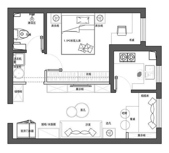  单身公寓设计图cad「50平方米单身公寓设计图」-第1张图片-室内构图家装