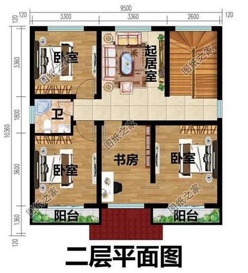 2楼一底设计-二底二楼别墅设计图-第3张图片-室内构图家装