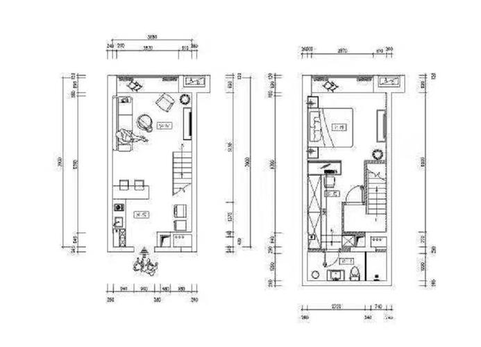 loft公寓两房设计图纸大全 loft公寓两房设计图-第3张图片-室内构图家装