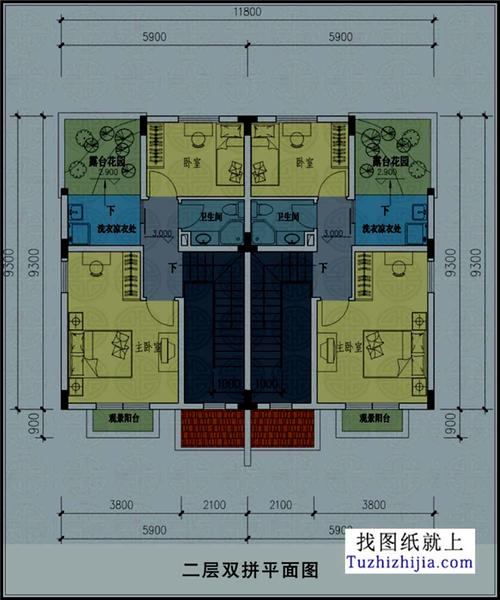 农村建房两户设计图_农村建房两房一厅设计图-第3张图片-室内构图家装