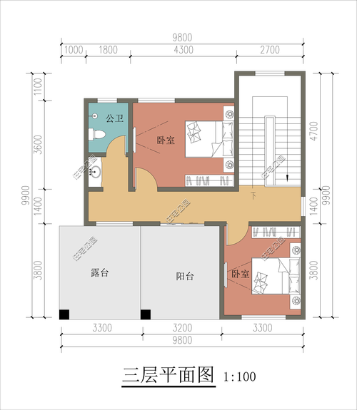 宽8米长10米房屋设计图-第3张图片-室内构图家装