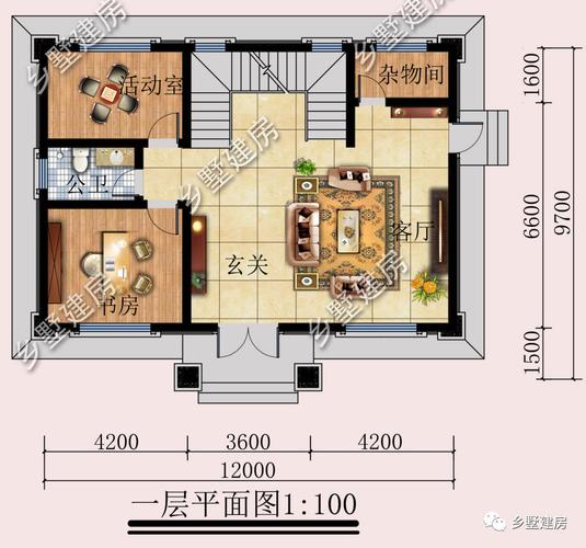 1210米农村房设计图,12米x10米农村别墅图 -第2张图片-室内构图家装