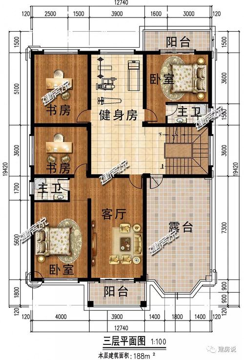 1210米农村房设计图,12米x10米农村别墅图 -第1张图片-室内构图家装