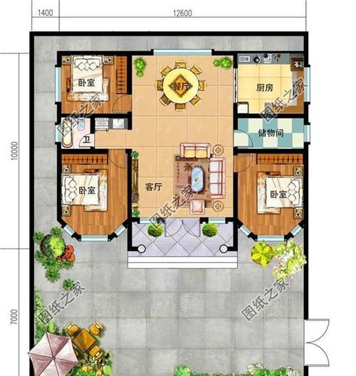 农村建一层120平米户型图 农村一层120平方设计图-第3张图片-室内构图家装