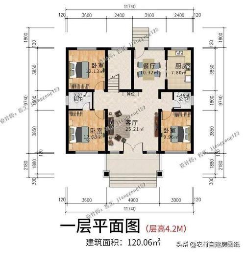 农村建一层120平米户型图 农村一层120平方设计图-第2张图片-室内构图家装