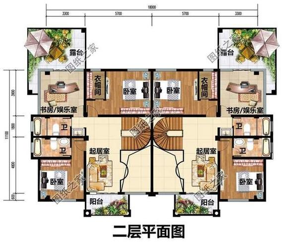 双拼别墅外观设计图_双拼别墅平面布置图-第3张图片-室内构图家装