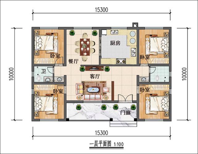 农村单层自建房设计图-第3张图片-室内构图家装