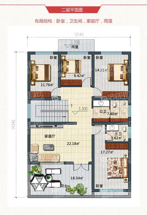 145平方二楼设计图-第3张图片-室内构图家装