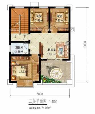 小洋楼设计图片二层楼-小洋楼八十平方设计图-第2张图片-室内构图家装