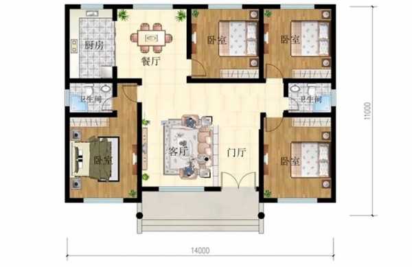 农村四房一厅设计图,农村四房一厅设计图片大全 -第2张图片-室内构图家装